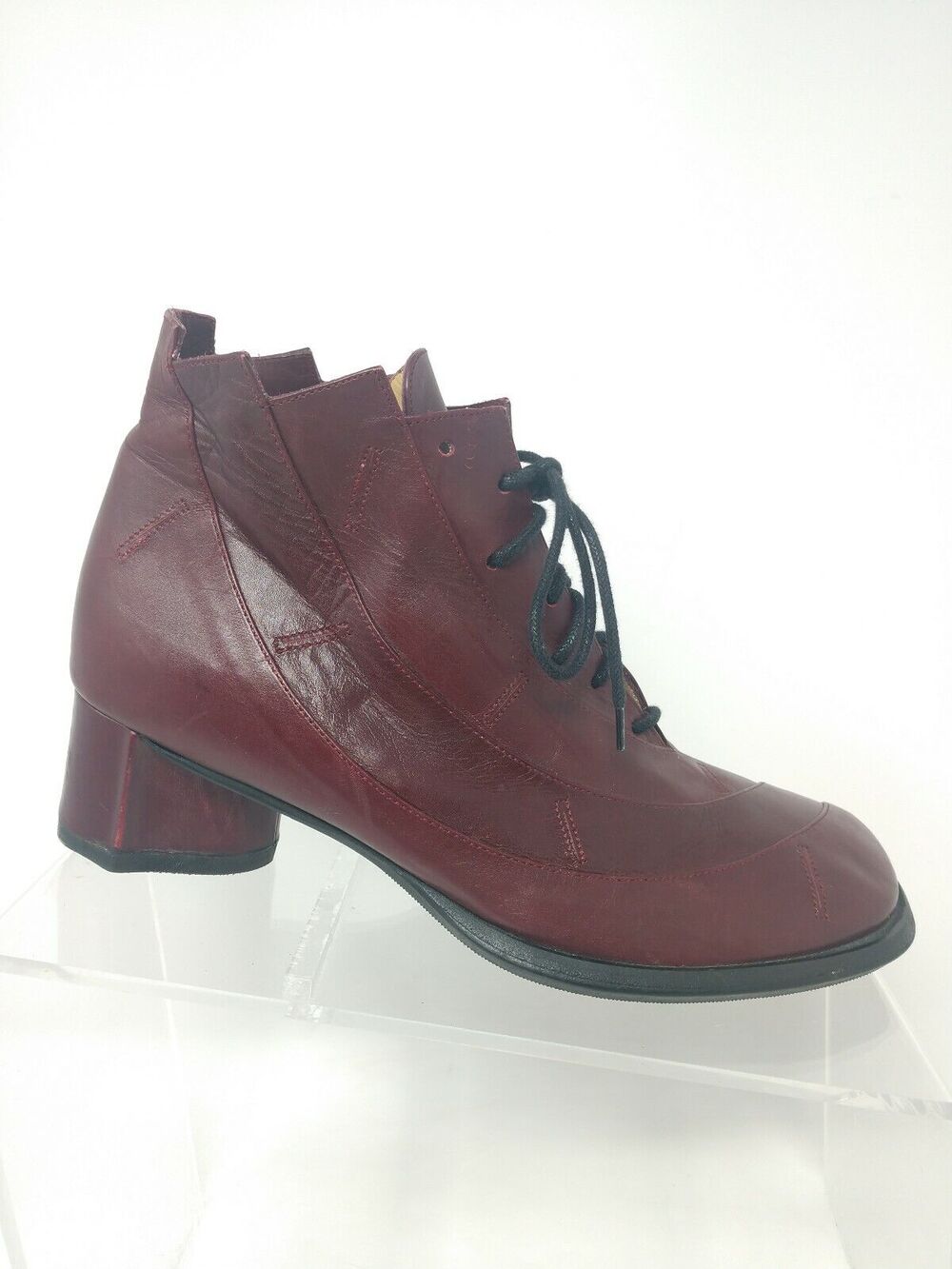 Lisa Tucci Size 36.5 US 6 European Lace Up Bootie Italy Burgundy Maroon Red Boot